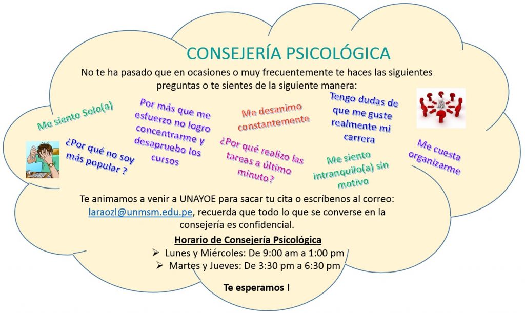 Consejería psicológica gratuita en nuestra facultad