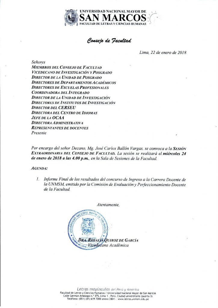 Sesión Extraordinaria del Consejo de Facultad