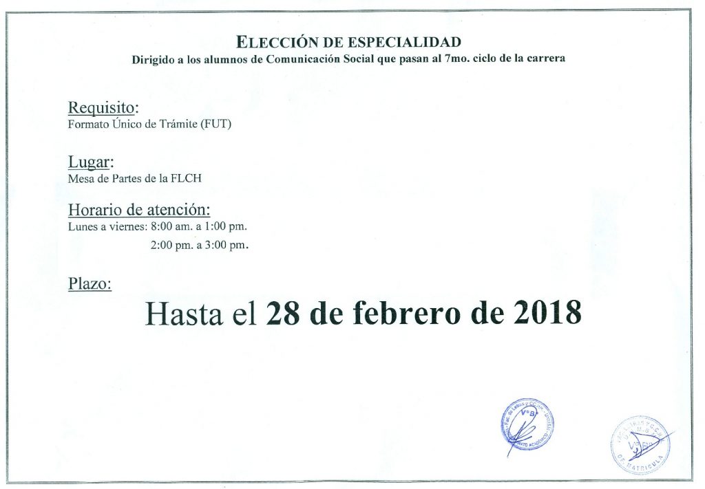 Elección de Especialidad