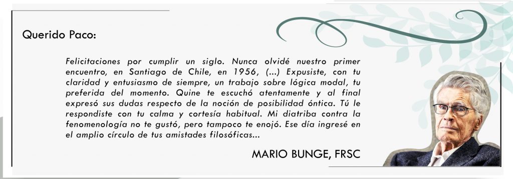 Saludo de Mario Bunge a Francisco Miró Quesada