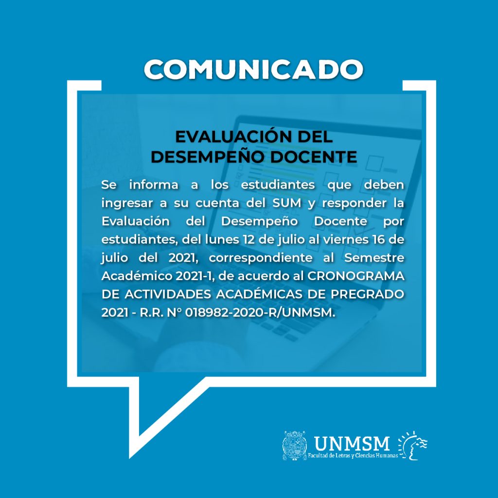 COMUNICADO sobre Evaluación del Desempeño Docente por Estudiantes.