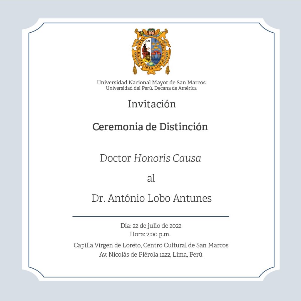 Ceremonia de Distinción Doctor Honoris Causa al Dr. António Lobo Antunes