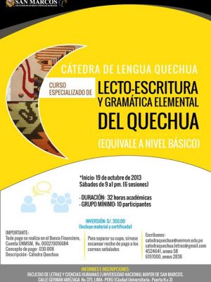 2. Lecto-escritura y gramática elemental del quechua (2013). 19 de octubre