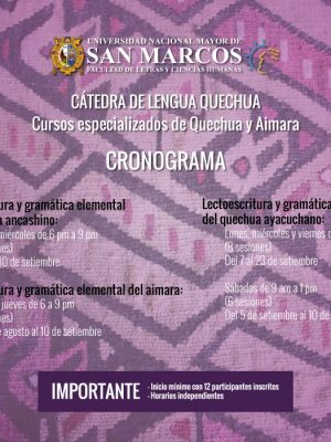 4. Cursos especializados de quechua y aimara (2015). agosto, setiembre y octubre