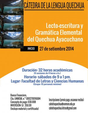 6. Lecto-escritura y Gramática Elemental del quechua ayacuchano (2014). 27 de setiembre