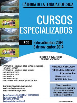 7. Cursos especializados (2014). 6 de septiembre y 8 de noviembre