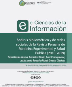 Análisis bibliométrico y de redes sociales de la Revista Peruana de Medicina Experimental y Salud Pública (2010-2019)