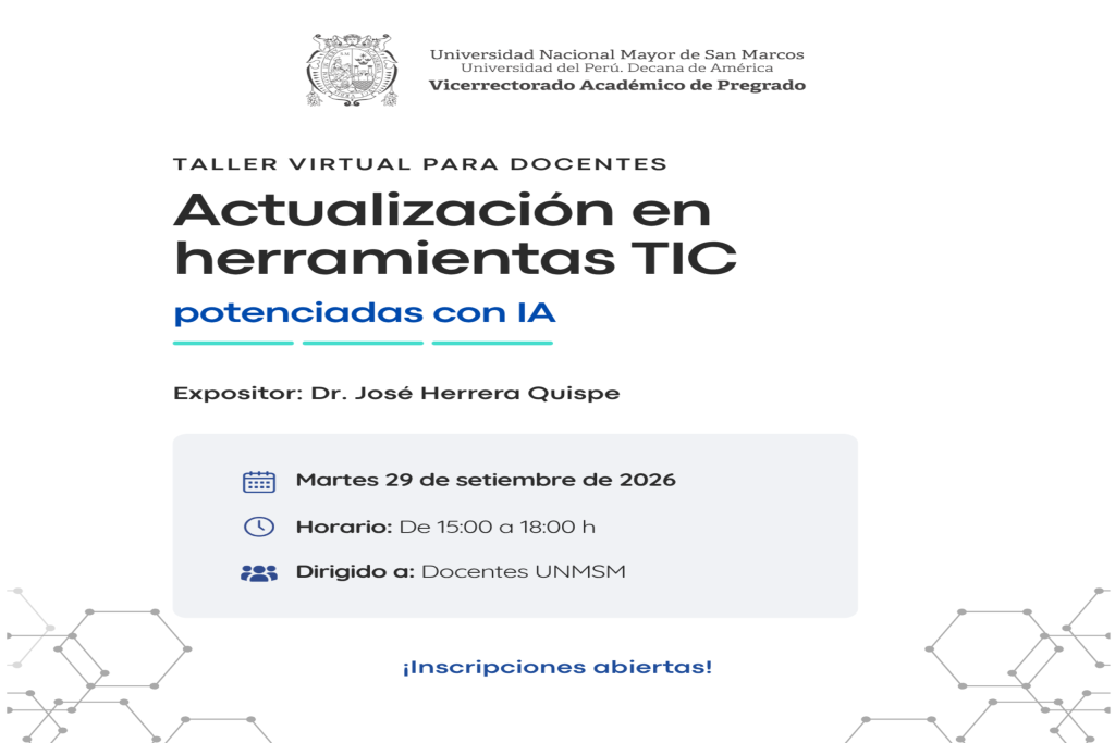 Taller Virtual para Docentes - Actualización en Herramientas TIC potenciadas con IA